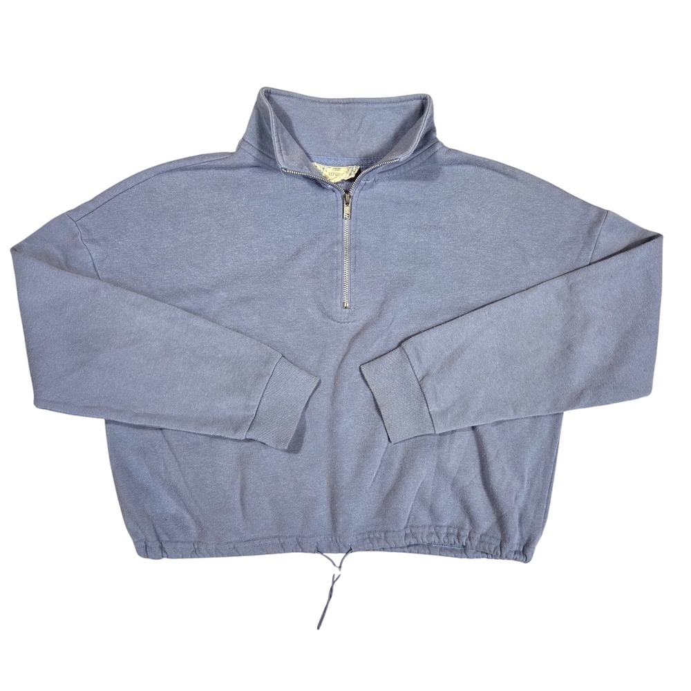 Pink Republic Womens Quarter Zip Pullover Sweatshirt Blue Luxe L PFOF21284SKL